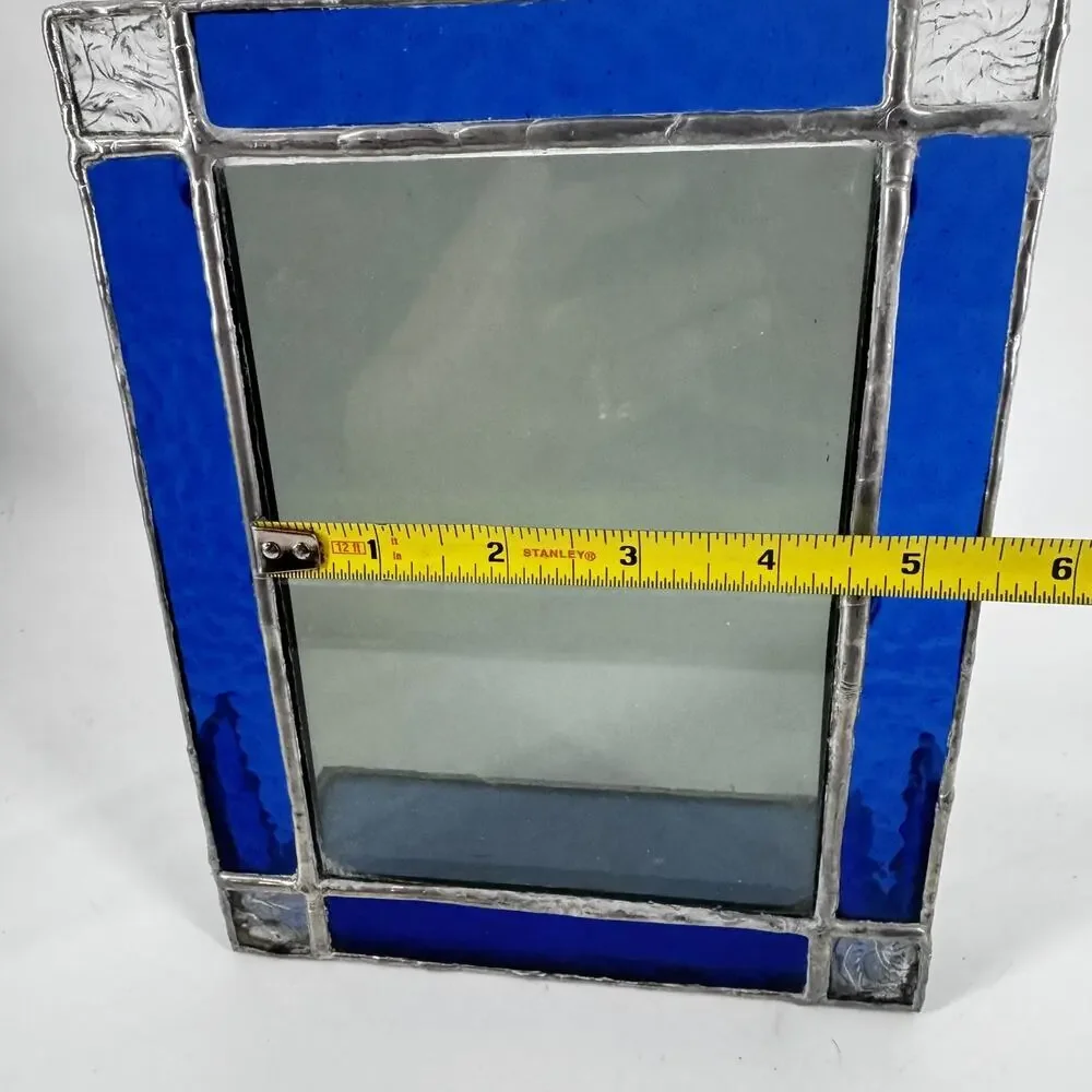 Set Of 2 Blue Stained Glass Geometric Picture 4x6 Frames